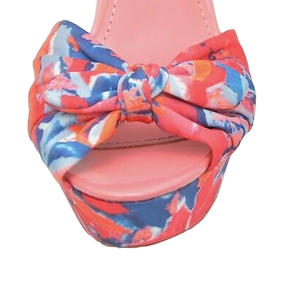 Guess NUALA Bow Toe Slingback Platform Pump Sandal Heel Shoe Multi/Red 7.5/8 New - Picture 6 of 6